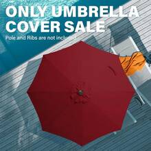 9 Ft Patio Umbrella Replacement Canopy For 8 Ribs, Table Market Yard Umbrella Replacement Top Cover-Dark Red (Canopy Only) - 深紅色 - 查看 3