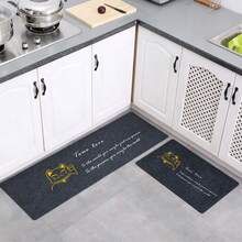 1块方形深灰色刺绣防滑地毯，橡胶底，适用于浴室、玄关、厨房、客厅、卧室 - 深灰色 - 查看 2