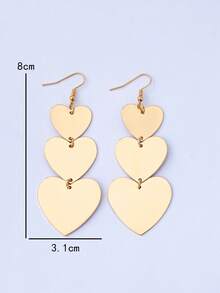 1 Đôi bông tai hình trái tim 3 lớp bằng kim loại kiểu dáng tối giản cổ điển, thích hợp cho các lễ hội âm nhạc, tiệc tùng, hẹn hò và đi làm. - Vàng - Xem 7