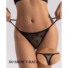 Set Of 5 Women's T-Back Lace Hollow Out G-String Thongs Sexy Low Waist Panties Intimate Underwear Ladies Lingerie - Bộ 5 chiếc màu đen - Xem 5