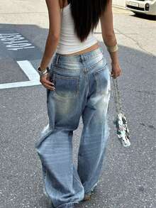 Teenagers' Fashionable Straight Leg Loose Fit Casual Jeans - Light Wash - View 2