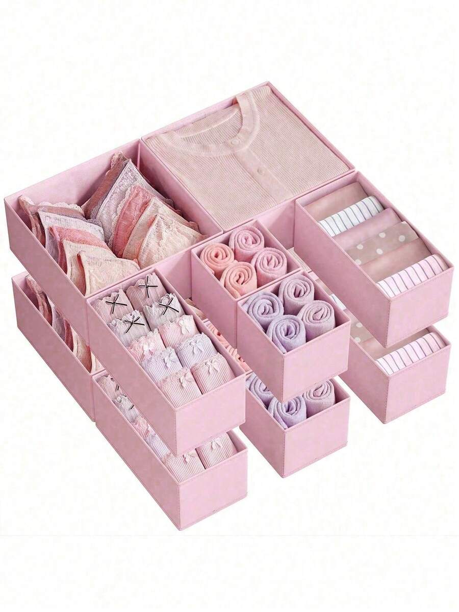 Hộp đựng đồ lót màu hồng (1 chiếc/3 chiếc), hộp đựng tất bằng vải không dệt, hộp đựng đồ lót, áo ngực, tất, cà vạt, khăn quàng cổ, hộp trang trí, trang trí ngày lễ, trang trí phòng, trang trí nhà cửa, trang trí phòng ngủ, hộp đựng đồ, sắp xếp nhà cửa