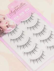 5 Pairs Of Natural False Eyelashes Fluffy And Soft 3D Mink Eyelashes Long Silky Eyelashesdaily Work Meetings Natural False Eyelashes Comfortable To Wear With Eyelashes Hand-Made Wing Elongated Natura Full False Eyelashes Free Eyelash Tweezers And Eyelash Brushes - 黑色 - 查看 5