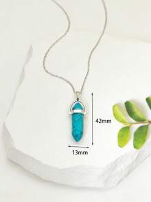 1pc Natural Turquoise Crystal Pendant Necklace - Elegant Healing Jewelry For Women - Turquoise - View 6