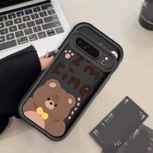 おしゃれなトレンドパターンのクリエイティブなカートゥーンイラスト、ラグジュアリーベアデザインのスマホケース。  Pixel 7、7A、8、8A、9、XL Pro、5G、Eye Ladder、マットブラック、ホワイト、ソフトTPU、耐衝撃性カバー。  Pixel 8A、9A、10、 11/12/13/14/15/15pro/15 Plus/15 Promax/11pro/12pro/13pro/14pro/12mini/13mini/11promax/12promax/13promax/14promax/14plus/5を使う。 - 白2 - チェックする 6
