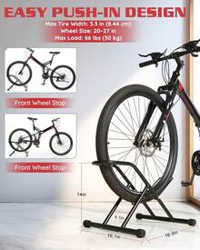 Bike Floor Stand Indoor Bike Stand For Garage/Home,Adjustable Bicycle Parking Stand Fit For 20"-27" Wheel Mini/Mountain/Road Bikes Heavy Duty Metal - Black - View 4