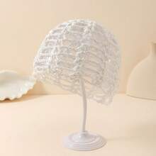 1pc Women's Lightweight Hollow Decor Handmade Crochet Knitted Hat, Suitable Spring, Summer, Autumn Daily, Beach, Outdoor Wear - 鏤空亮片 - 查看 9