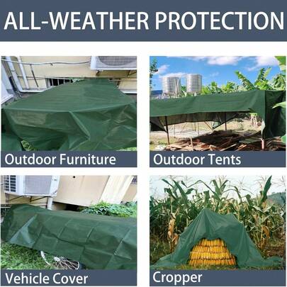 Thick Waterproof Sunscreen Plastic Tarpaulin With Metal Rings And Reinforced Edges, Suitable For Outdoor Patio, Swimming Pool, Boat, Roof, Camping, Boat, Car And Garage, Multiple Sizes Available
