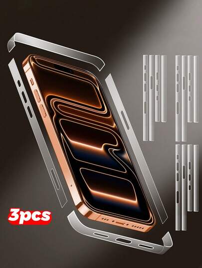 3片装高清水凝胶侧边保护膜，防刮手机边框保护壳，适用于 17/17 Air/17 Pro/17 Pro Max/16/15/14/13，防水、防震、防摔、防指纹