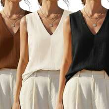Blusa Regata Feminina Com Al;a Larga Tecido Duna - Preto/Marrom/Off - Visão 6