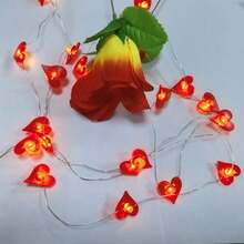 2m 20 piezas Luces de Cadena LED con Decoración de Corazón Rojo, Luces de Hadas, Alimentadas por Batería de 4.5V, Adecuadas para Boda, Vacaciones, Dormitorio, Fiesta, Ambiente, Cabecero, Habitación, Día de San Valentín, Iluminación Decorativa - Blanco Cálido - Ver 6