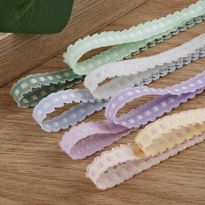 蕾丝花边格子刺绣丝带，手工DIY蝴蝶结发夹配饰，服装，鞋子，帽子，花束包装丝带