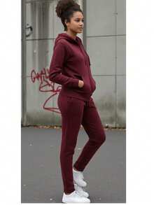 CONJUNTO DEPORTIVO CASUAL PARA DAMA 2 PIEZAS PANTALON Y SUDADERAHOT TRENDING BH - VINO - Ver 2