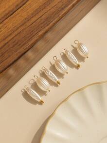 3个/包 仿珍珠设计 简约时尚弯针配件 钥匙扣饰品 DIY吊坠 - 白色 - 查看 1