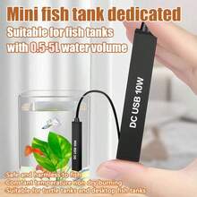 10W Submersible Aquarium Heater, Suitable For Small Fish Tanks, Constant Temperature 26°C, USB Mini Aquarium Heater - Black - View 13