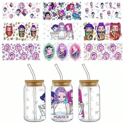 女巫狩猎队 UV DTF 转印透明贴纸，防刮花，卡通可爱装饰