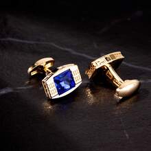 1 đôi khuy măng sét mạ vàng hình vuông đính đá pha lê trong suốt, chất liệu hợp kim kẽm, phụ kiện thời trang dành cho nam giới, thích hợp cho các buổi tiệc và họp mặt. - quảng trường - Xem 7