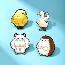 4件套健身动物珐琅胸针，时尚装饰胸针，衣领别针，包包徽章，珠宝礼品，送给母亲、父亲、毕业生和老师的礼物 - 彩色 - 查看 3