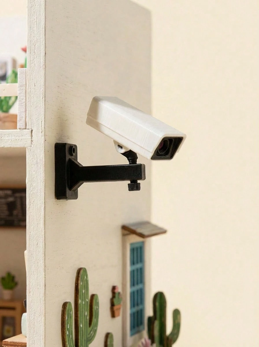 POKOJA LAND 1pc 1:12 Dollhouse Miniature Surveillance Camera Model, Micro Mini Monitoring Probe, Dollhouse Realistic Micro Mini Security Camera, Miniature Realistic Camera, Miniature Realistic Security Camera Model, Dollhouse Micro Mini Realistic Camera Model Prop, Miniature Food Toy Scene Decor Model - Multicolor - View 1