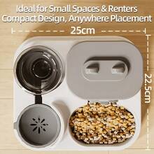 二合一自动宠物喂食器兼饮水器，带一体式顶盖、防滑宽口碗和方形容器 - 适用于猫狗，打造干净整洁的宠物喂食站，时尚宠物用品，经久耐用，圣诞礼物 - 2200ML/800ML - 查看 7