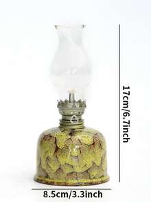 1pc Ceramic Kiln-Fired Glaze Oil Lamp With Lampshade, Adjustable Wick Camping Fuel Lamp, Indoor Ceramic Oil Lamp Candle Holder, Kerosene Lamp With Wick, Oil Lamp/Hurricane Lamp With Fire Control Knob - 1PC - View 4