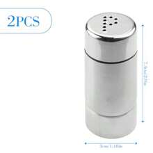 Salt And Pepper Shaker 2PCS Stainless Steel Kitchen Seasoning Jar Pots Set Barbecue Bottle For Kitchen BBQ Restaurant Camping Dining Table - Silver - View 2