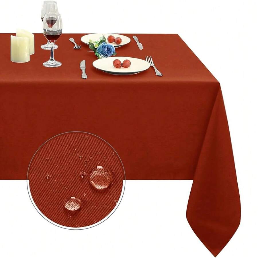 Mantel rectangular de estilo oxidado - Mantel de poliéster resistente al agua y de alta calidad, cubierta de mesa decorativa para uso en interiores y exteriores, 60x84 pulgadas - Óxido - Ver 1