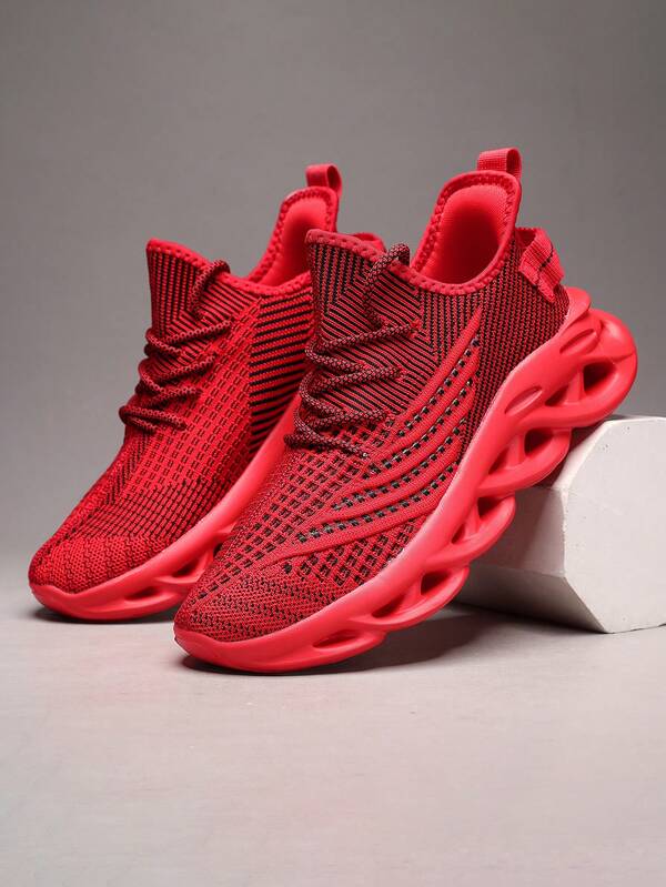 Men's Sports Running Shoes, Casual Sports Shoes, Outdoor Breathable Mesh Shoes, Lightweight Shock-Absorbing Red Tennis Shoes