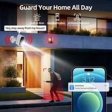 Security Camera - Wireless Outdoor Type, 2K Battery-Powered Camera, Suitable For Home Security, Equipped With Artificial Intelligence Motion Detection Function, 5G WiFi, Color Night Vision Function, Two-Way Calling Function, IP65 Waterproof Rating, Cloud Storage/SD Card Storage - trắng - Xem 3