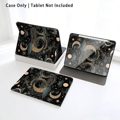 1pc PU Leather Case, Moon, Star And Cloud Pattern Represents Mysterious And Elegant, Flip Cover Tablet Protective Case With Pen Slot, Compatible With Samsung S11/A11/A11+, Matepad SE 11in/Matepad Pro 11in/Matepad 11.5in 2026, Honor Pad 8/9/10, Honor GT 11.5inch/X7/X8A/X9/X8Pro/X9Pro/X10 PRO/V9/V8 Pro, Compatible With Redmi, Apple, OPPO, VIVO And More Models, Auto Sleep/Wake Function, Suitable For Back To School, Valentine's Day