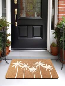 1 pieza Felpudo rectangular cómodo de palma, Felpudo de bienvenida para interiores/exteriores, Alfombra de entrada antideslizante, Adecuado para sala de estar, dormitorio y decoración del hogar, Lavable a máquina - A - Ver 4
