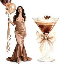4ft Large Espresso Martini Cardboard Cutout A Tini Bit Older Birthday Standup Brown Bow Cocktail Glass Backdrop Decoration For Women Bar Bachelorette Bridal Shower Party Decor - Brown - 查看 3