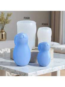 Cute Squinting Rabbit Wax Mold, Silicone Mold For DIY Closed Eye Upward Rabbit, Resin, Plaster Squeeze Squeeze Silicone Mold - A-White - View 1