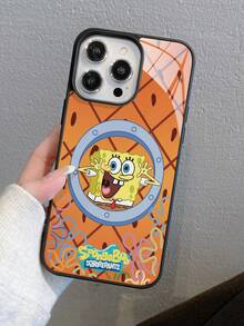 SPONGEBOB 1个亚克力卡通格子海绵宝宝花朵字母图案全包防震手机壳，兼容苹果17/16/15/14/13/12/11 Pro Max及其他型号 - 彩色 - 查看 1
