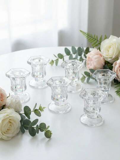 1 Pc/1Set Glass Candlestick/Candlestick Holders/Candle Holder, Artistic Clear Glass Candle Stand For Coffee Shop Table, Gallery Event Styling, Creative Studio Decor, Book Club Gathering, Independent Bookstore Accent, Florist Shop Display, Handmade Market Booth, Craft Workshop Decor, Picnic Styling, Movie Night Setting, Plant Shelf Accent, Vintage Market Decor, DIY Home Project.