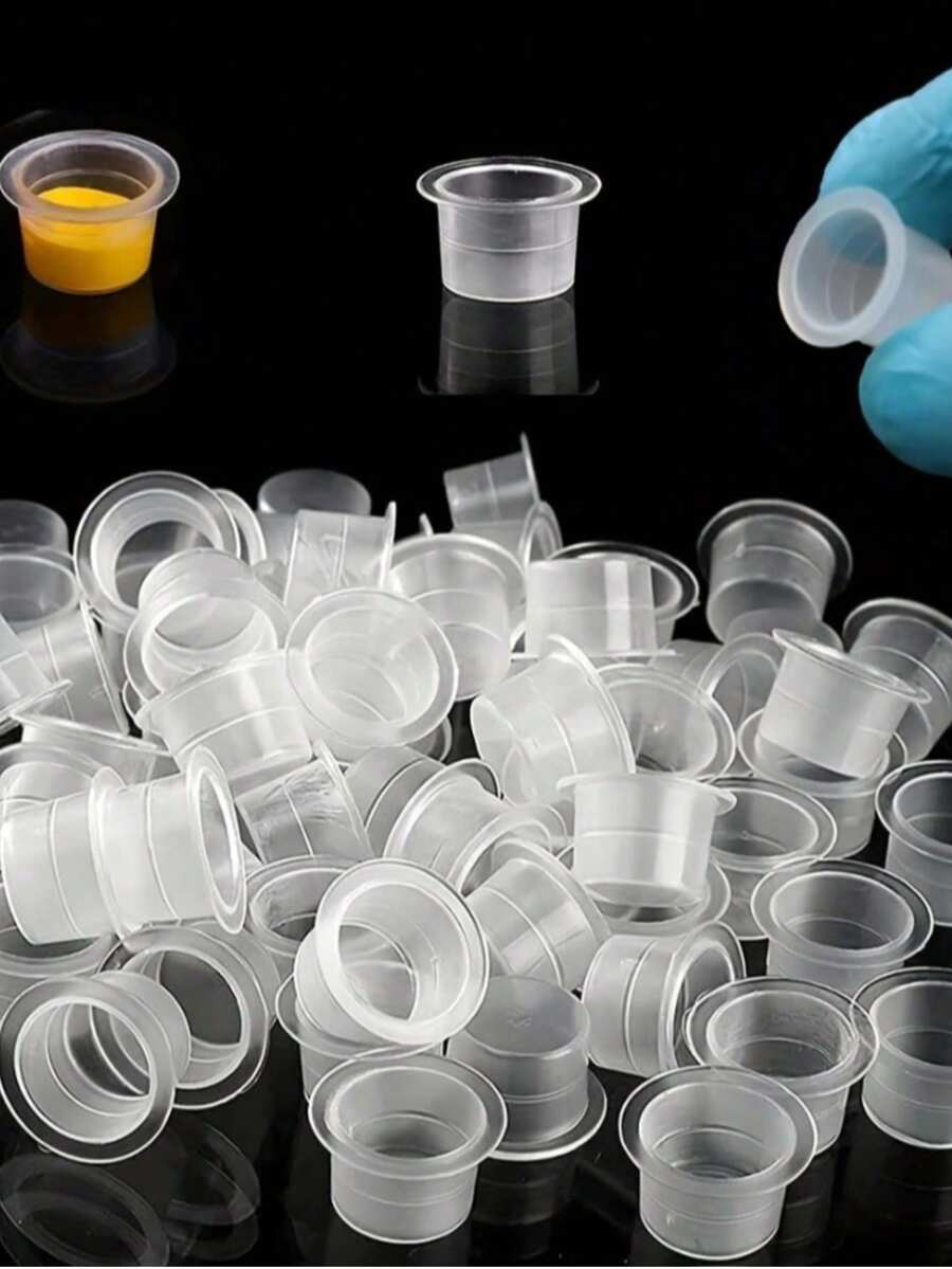 JellyfishPro Disposable Tattoo Ink Cups With Base (100/500/1000 Pieces), Tattoo Supplies, Tattoo Kits - Clear - View 1