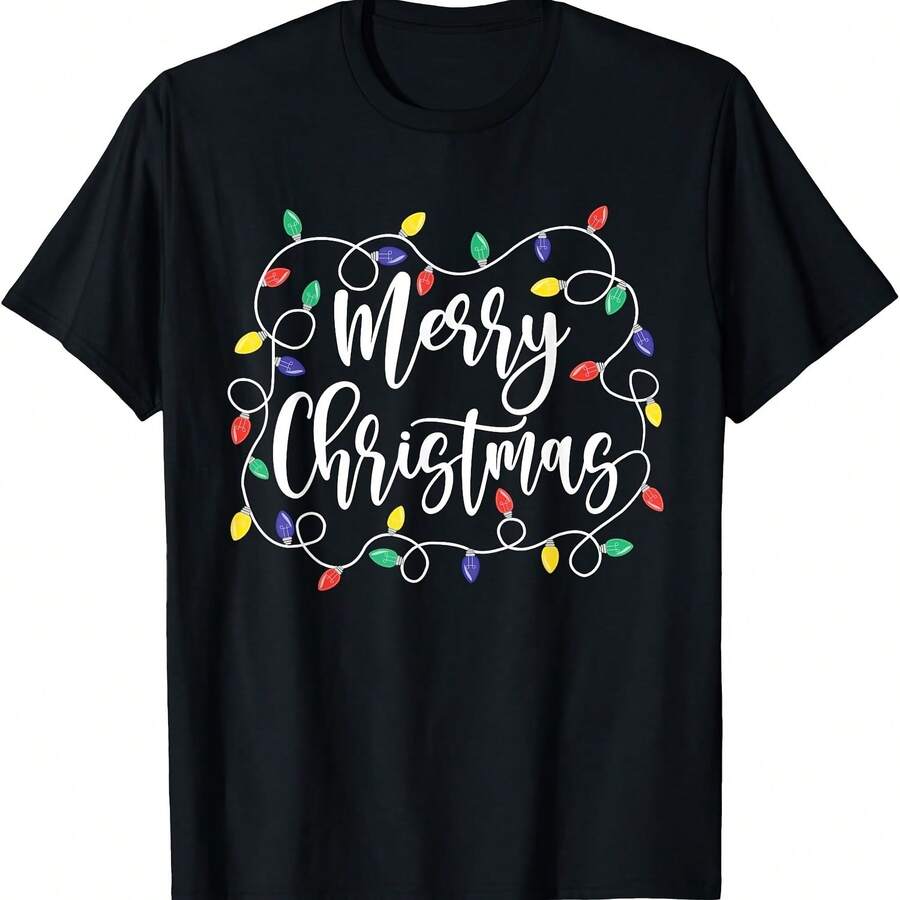 Funny Merry Cistmas Ligh - Camiseta de papá para hombre y mujer - Negro 3 - Ver 1