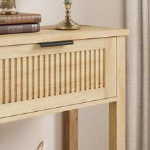 Mesa de Entrada Estilo Rústico con 2 Cajones | Sofá Mesa de 2 Niveles para Salón, Recibidor | 43 Pulgadas - Color de la madera - Ver 6