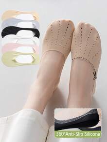 1/3/6 Pairs Women's Boat Socks, Super Thin Low-Cut Invisible Socks, Non-Slip, Breathable, Suitable For High Heels, Spring/Summer/Autumn - Multicolor - View 6