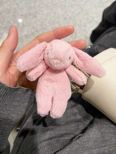 1件/套 可爱兔子钥匙扣，柔软毛绒动物钥匙圈，仿兔毛绒球钥匙扣装饰，兔子摆件，蓬松钥匙扣，汽车钥匙扣，可爱钥匙扣，钥匙圈，钥匙扣配件，时尚配件，毛绒吊坠，配套钥匙扣，适合挂在钥匙链、背包、手提包、包包上