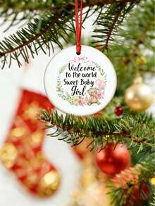 Welcome Sweet Baby Ornament, Baby's First Christmas Custom Ornament, Custom Ornament, Personalized Ornament, Girl Baby,Welcome Baby - Multicolor - View 5