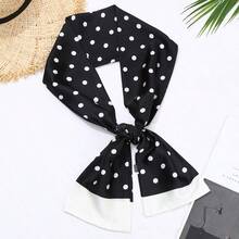 2023 New Yao Chen Same Thin And Narrow Long Small Silk Scarf Women's Spring And Autumn Style Foreign Fashion Versatile Decorative Scarf Scarf - 145#法式黑底圓點 - 查看 12
