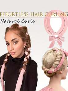 4pcs No-Heat Curling Set - Jumbo No-Heat Curling Wands, Overnight Curling Rods, Long Hair Styling No-Heat Curlers, Soft Elastic Curling Rods Set, Women No-Heat Curling Styling Tools Kit - Multicolor - View 4