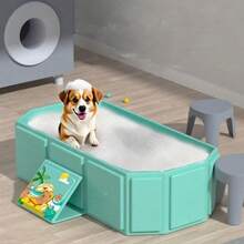 1 Stück tragbare, verstärkte faltbare Badewanne (rosa oder grün), rutschfester Boden, geeignet für Reisen und kleine Räume - Verschiedenfarbig - Übersicht 1