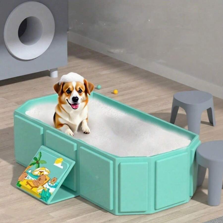 1 Stück tragbare, verstärkte faltbare Badewanne (rosa oder grün), rutschfester Boden, geeignet für Reisen und kleine Räume - Verschiedenfarbig - Übersicht 1