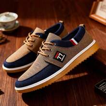 男士运动鞋，系带软底休闲鞋，室内健身训练鞋 - 卡其色 - 查看 3