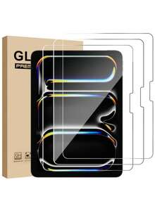 3片装屏幕保护膜，兼容iPad 5/6/7/8/9代（10.2/10.5英寸）、Air 1/2/3/4/5代（10.9英寸）、Mini 1/2/3/4/5/6代、Pro 11代（1/2/3代，9.7英寸）、Pro 12.9英寸（2015-2024-2025款，A16/10代），钢化玻璃膜，适用于iPad系列 - 清晰屏幕保护，日常防护，办公、居家皆宜，iPad屏幕保护膜，iPad配件，防水、防震、防刮、防指纹，全覆盖 - 無色 - 查看 32