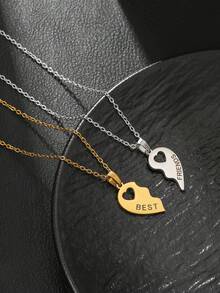 2件套不锈钢心形吊坠项链，适合送给闺蜜，日常佩戴 - 彩色 - 查看 4