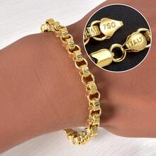 1 chiếc vòng tay đồng mạ vàng 14K cao cấp, hình học rỗng, phù hợp cho cả nam và nữ, dùng hàng ngày, món quà tinh tế. - Vàng - Xem 4