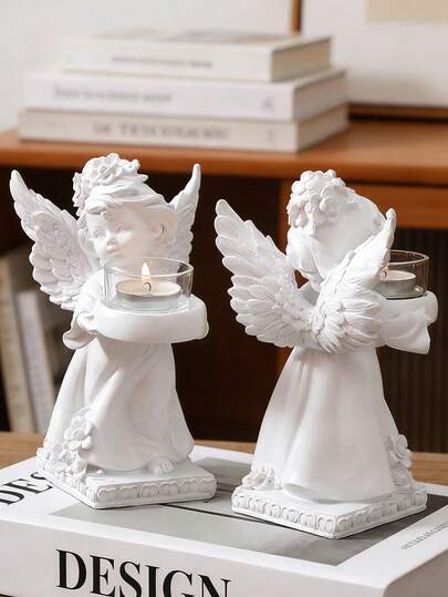 1pc Angel Candle Holder Statue, Housewarming Wedding Gift, Decor For Living Room, Bedroom, Study, Wedding Party, Festivals, Valentine's Day, Wedding Gift, Best Holiday Gift, Display Shelf Decor, Birthday Gift, Graduation Gift